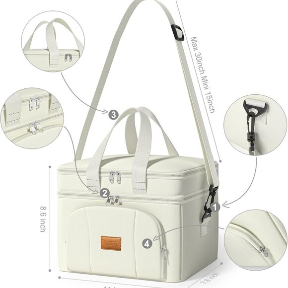 Lunch Box for Women, Double Decker Insulated Cooler Bag Lunch Bag Reusable Leakp - Picture 5 of 7